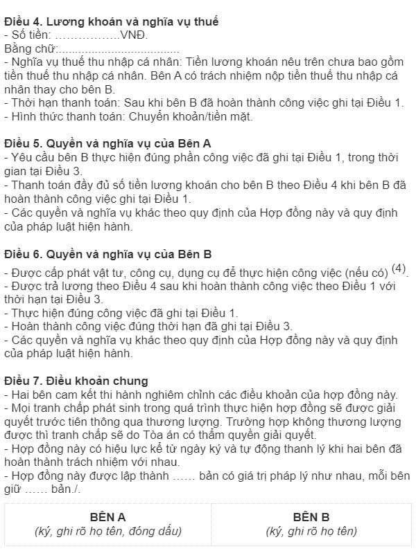 Trình bày các điều khoản một cách rõ ràng