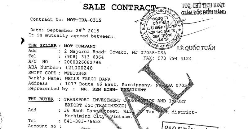 Mẫu hợp đồng ngoại thương bằng tiếng Anh