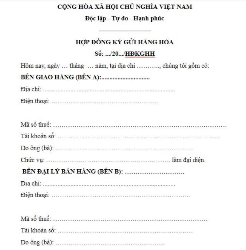 Nội dung chính mẫu hợp đồng vận chuyển hàng hoá