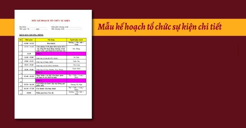 Cập nhật thông tin hiểu biết về mẫu lập kế hoạch tổ chức hoạt động sự kiện