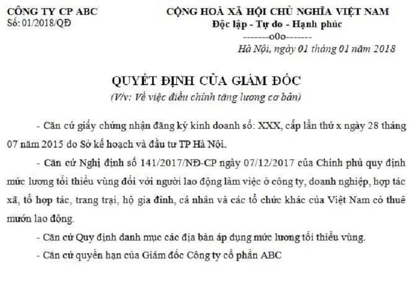 ​ Nội dung thể hiện của quyết định​