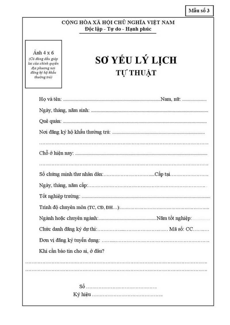 Trình bày đầy đủ thông tin cá nhân