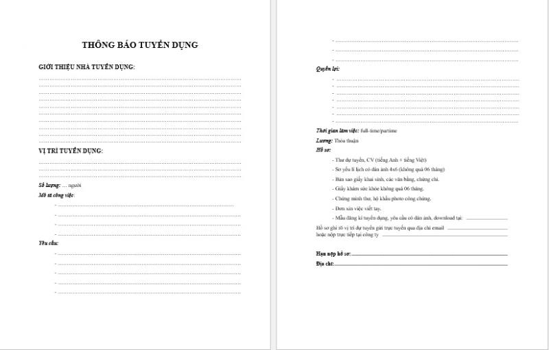 Ví dụ mẫu thông báo tuyển dụng nhân sự dành cho ai chưa biết