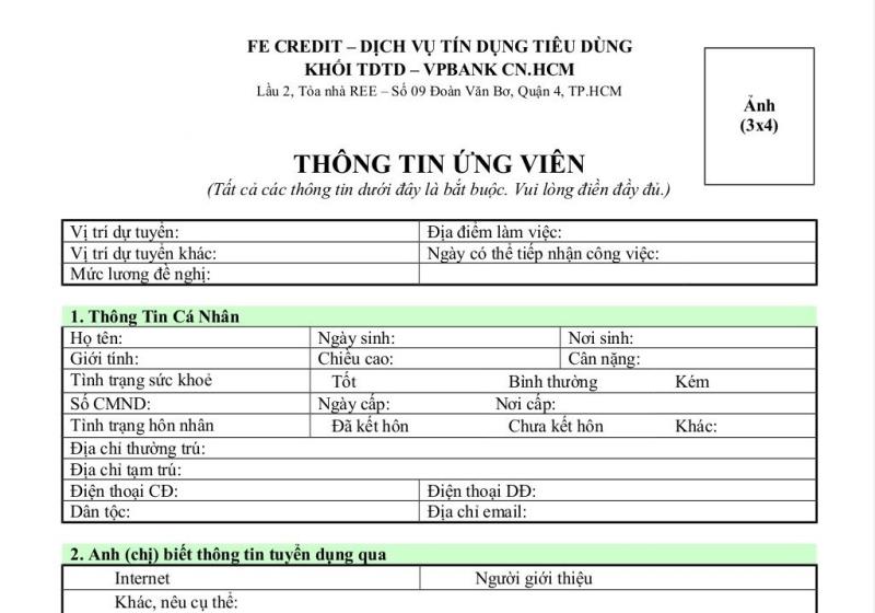 Cách viết CV xin việc làm tại FE Credit