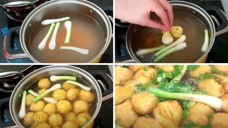 Nấu xương và rau củ làm nước dùng