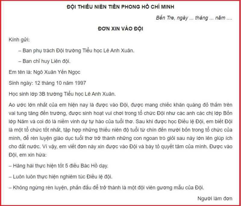 Nêu rõ nguyện vọng vào Đội