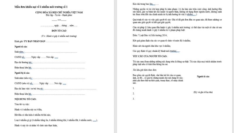Nội dung và thông tin khiếu nại cần nêu rõ