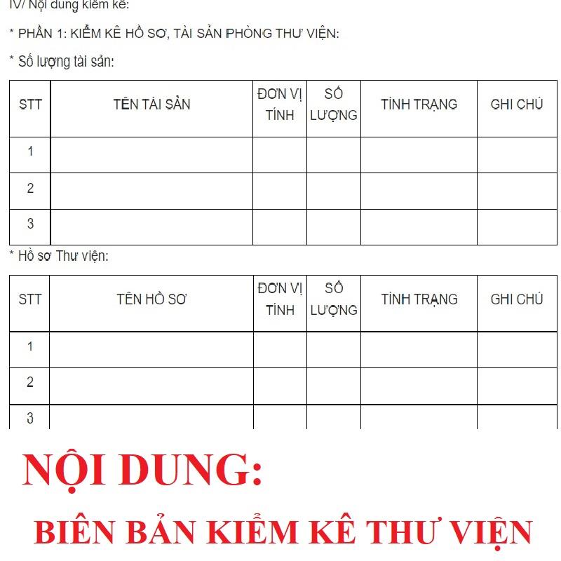 Nội dung trong biên bản kiểm kê thư viện có gì