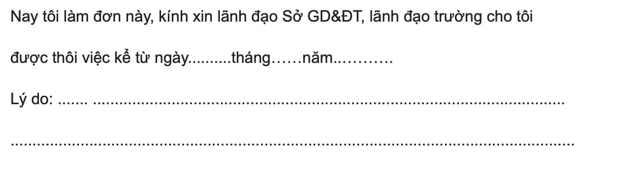 Nội dung chính của đơn xin nghỉ việc giáo viên