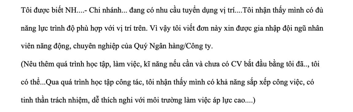 Cách viết nội dung chính đơn xin việc ngân hàng