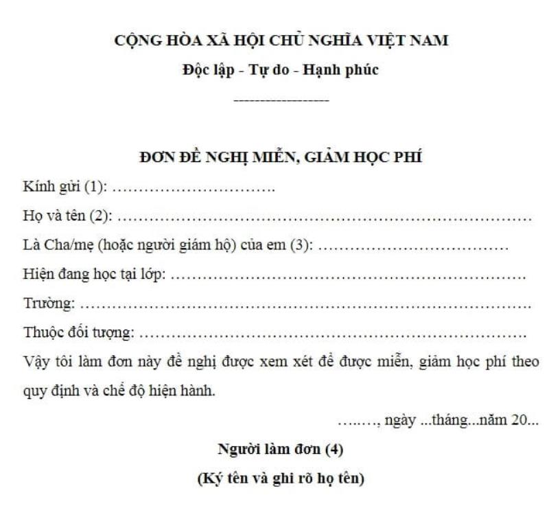 Cách trình bày nội dung chính trong đơn xin miễn giảm học phí