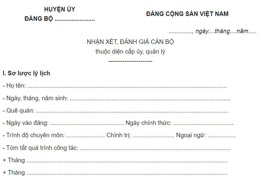 Phần mở đầu trong mẫu nhận xét