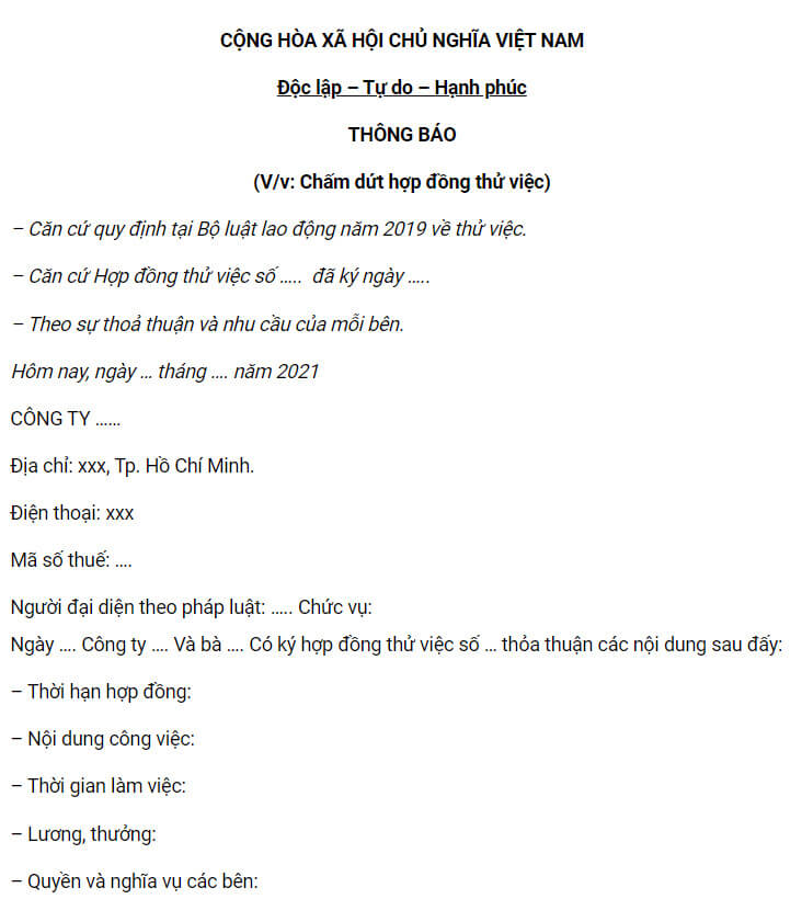 Một số nội dung trong phần mở đầu của thông báo