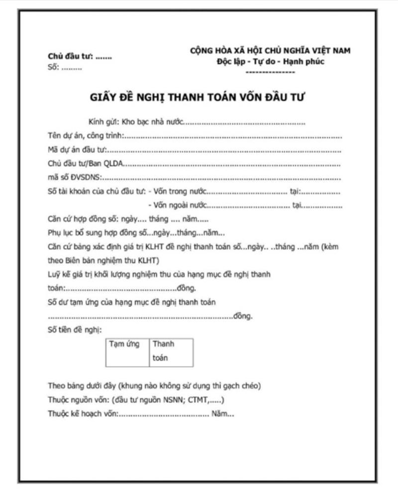 Phần kê khai của chủ đầu tư