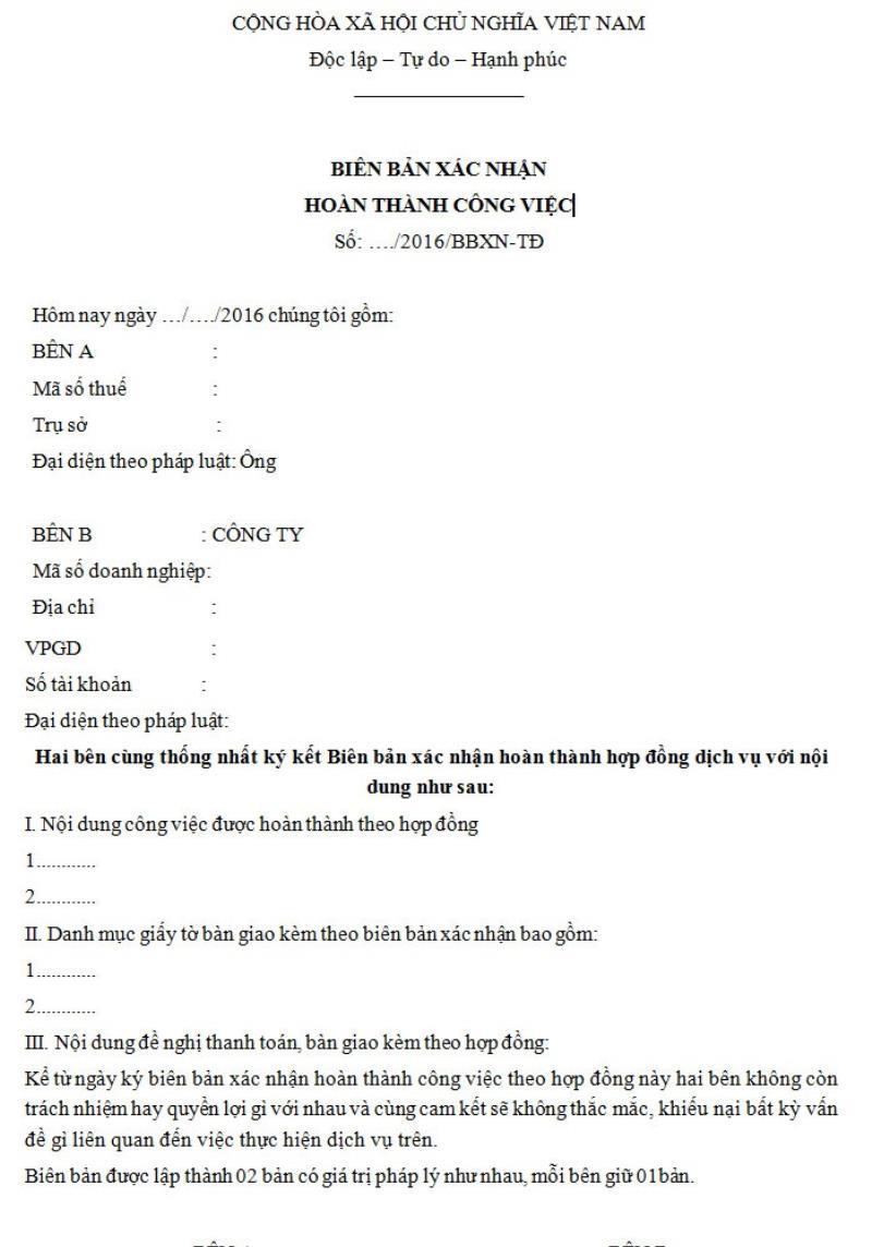 Bạn đã biết viết phần kết biên bản xác nhận hoàn thành công việc