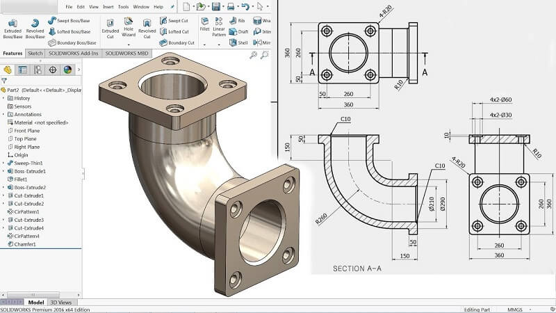 Phần mềm SolidWorks cung cấp rất nhiều tính năng hữu dụng