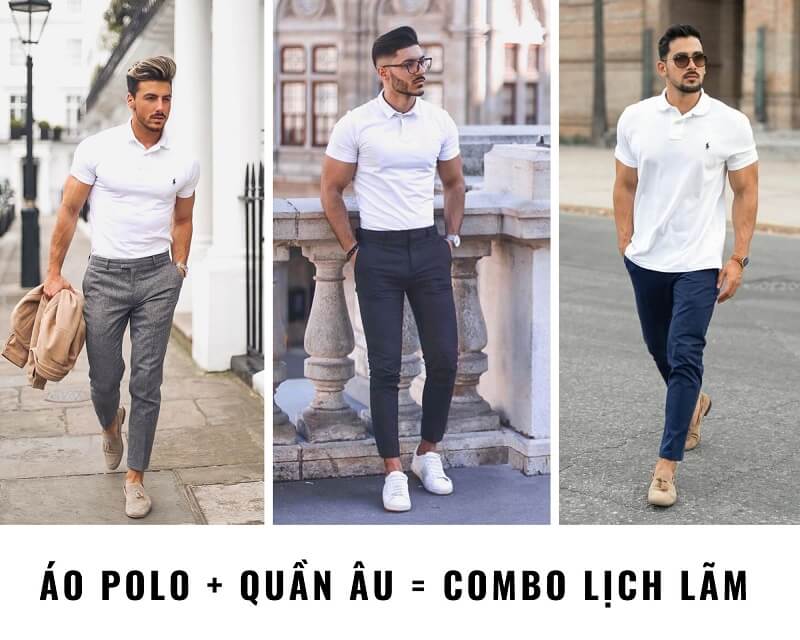 Phối polo cùng quần tây cực kỳ lịch lãm