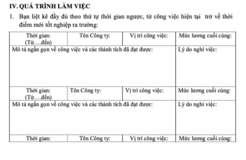 Quá trình làm việc