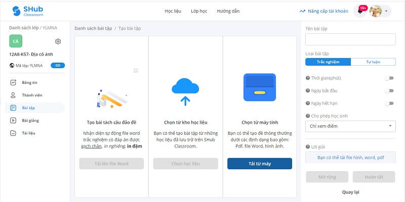 Hệ thống AI được sử dụng trong tạo và quản lý bài tập