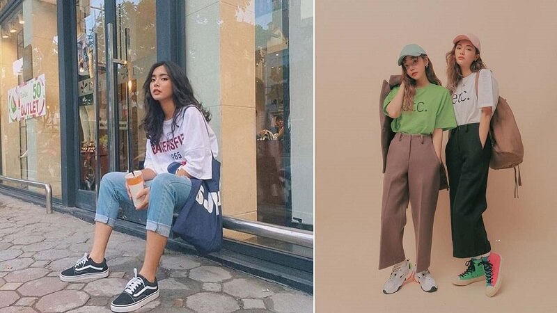 Quần oversize có thể kết hợp tốt với áo thun truyền thống