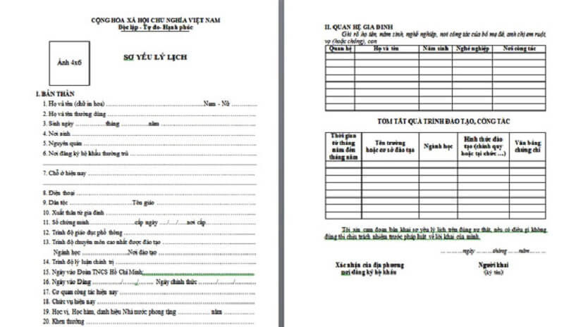 Sơ yếu lý lịch có được đánh máy không