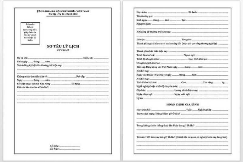 Sơ yếu lý lịch cho ứng viên ngân hàng