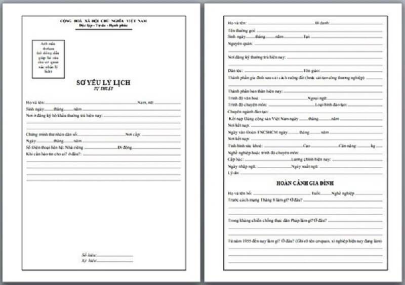 Sơ yếu lý lịch trong hồ sơ xin việc Toyota