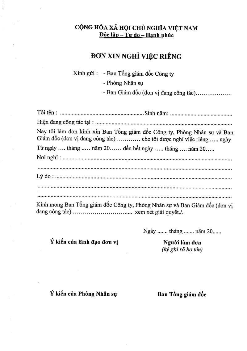 Chi tiết cách điền mẫu đơn xin nghỉ việc