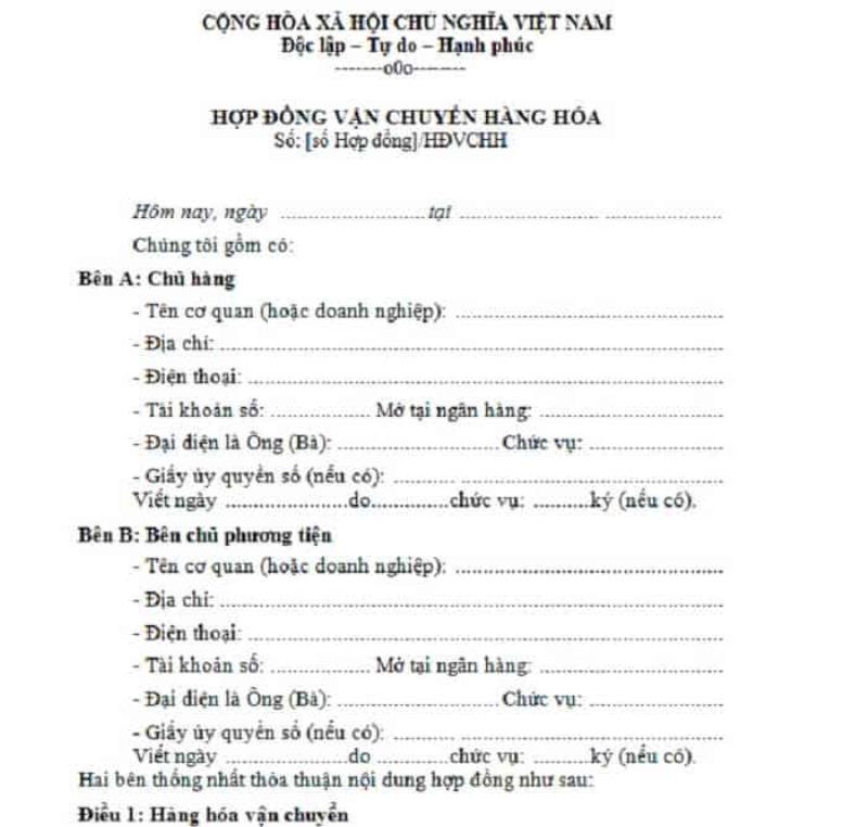 Khái niệm hợp đồng vận chuyển hàng hóa bằng đường biển