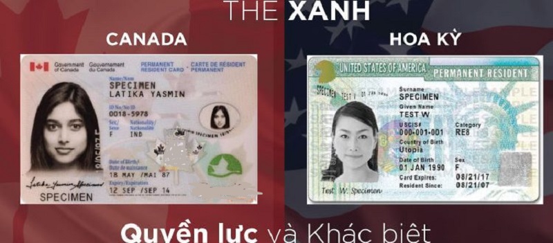 Thẻ xanh Canada và thẻ xanh Mỹ