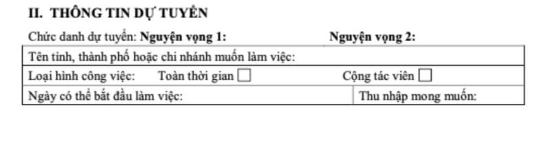 Thông tin dự tuyển vào MSB