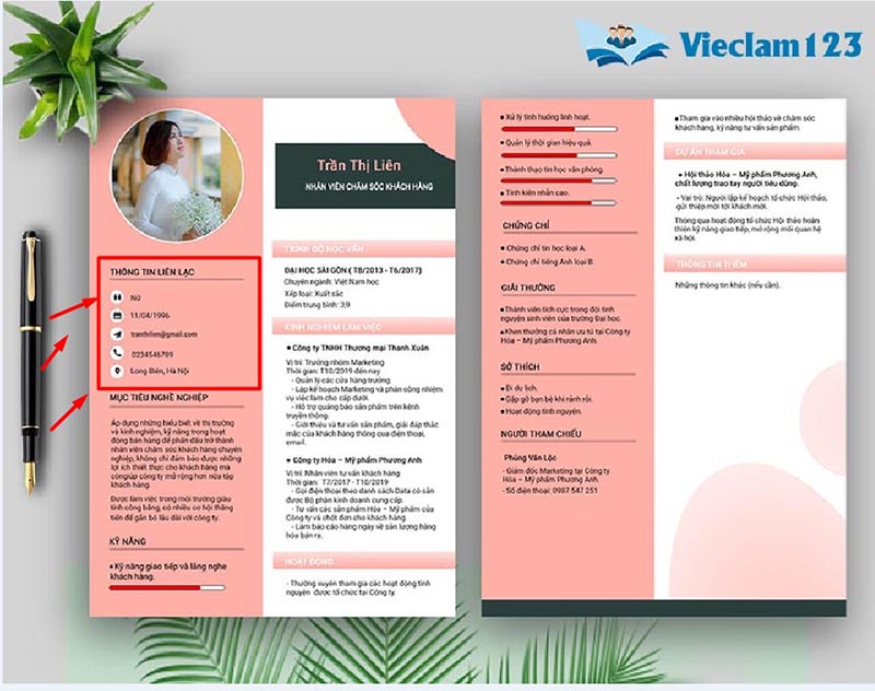 Thông tin liên hệ trong CV ngành dịch vụ
