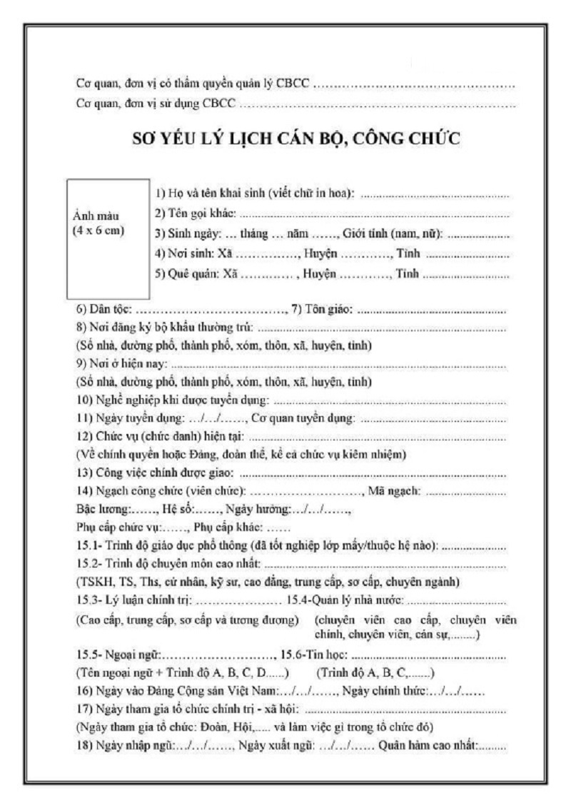 Viết mẫu mẫu 2a-BNV/2007 