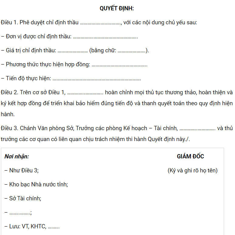 Một số điều khoản được đề cập cụ thể