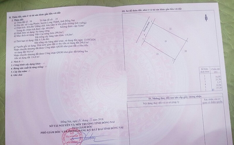 Cung cấp chi tiết và chính xác thông tin về thửa đất