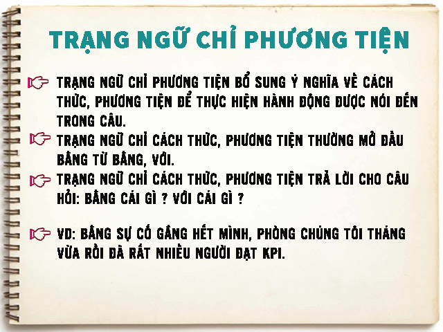 Trạng ngữ chỉ phương tiện là gì