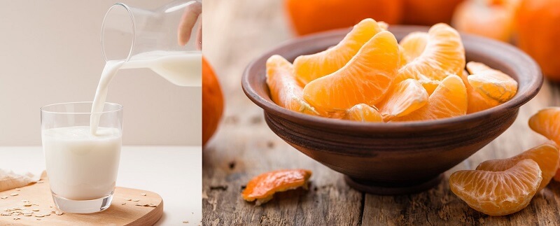 Tránh ăn quýt cùng sữa