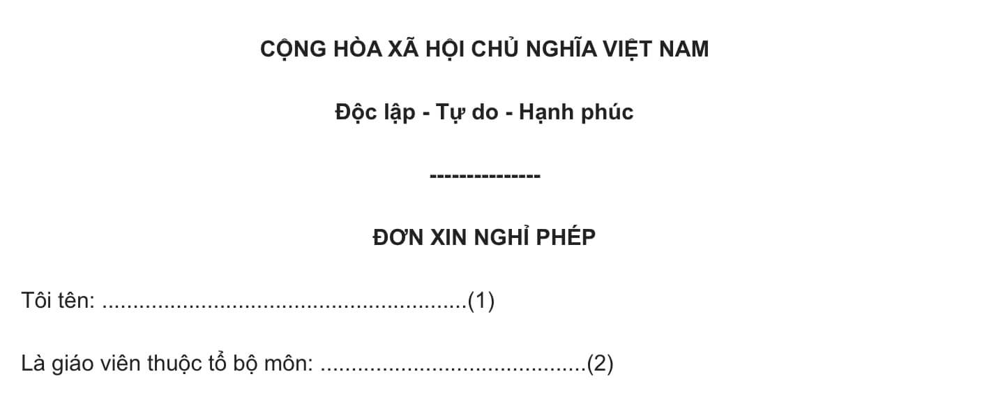 Trình bày mở đầu đơn xin nghỉ việc riêng