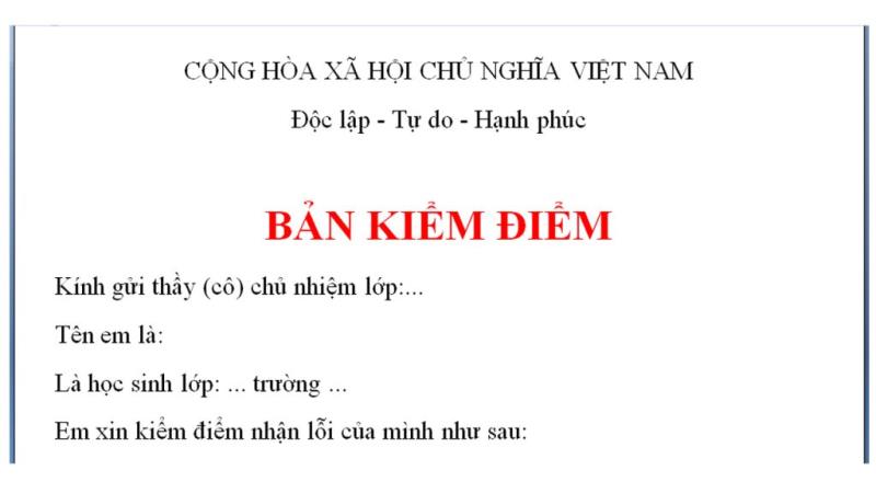 Hướng dẫn trình bày phần mở đầu bản kiểm điểm học sinh
