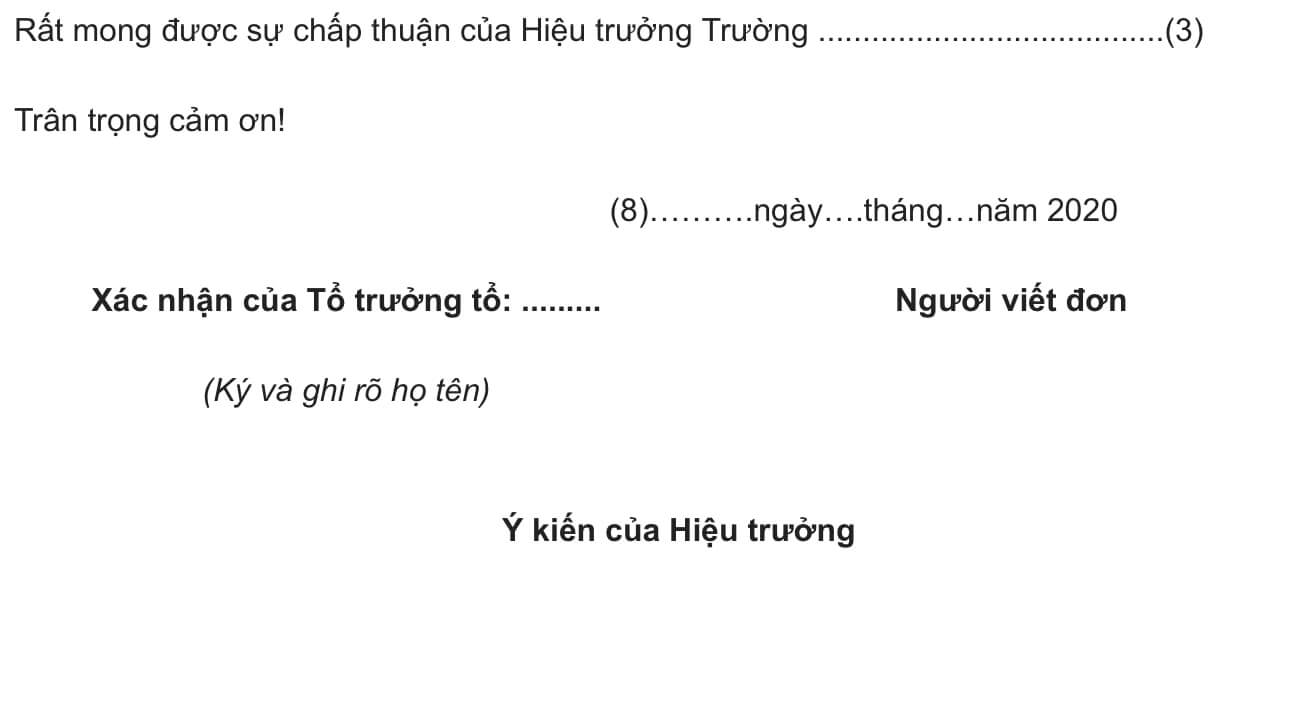 Trình bày phần kết đơn xin nghỉ việc riêng