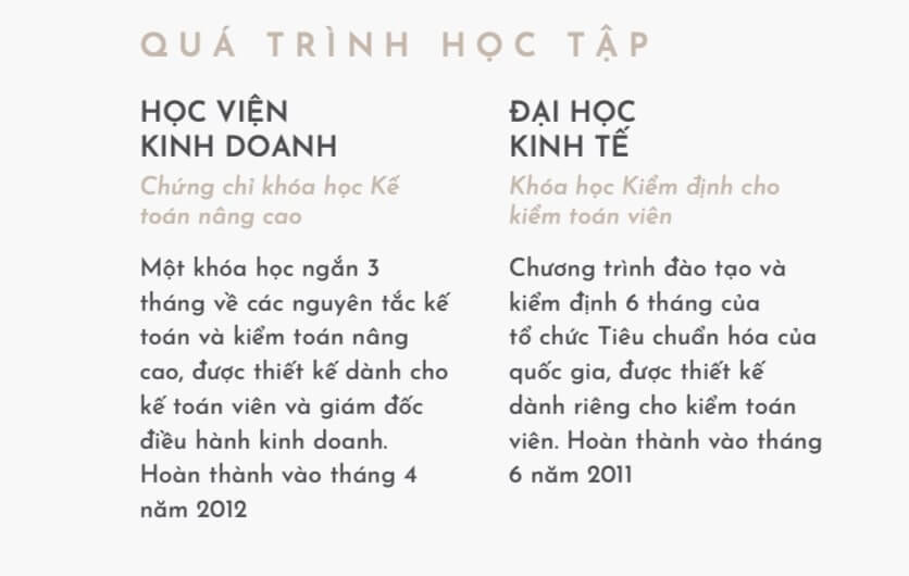 Trình độ học vấn của ứng viên