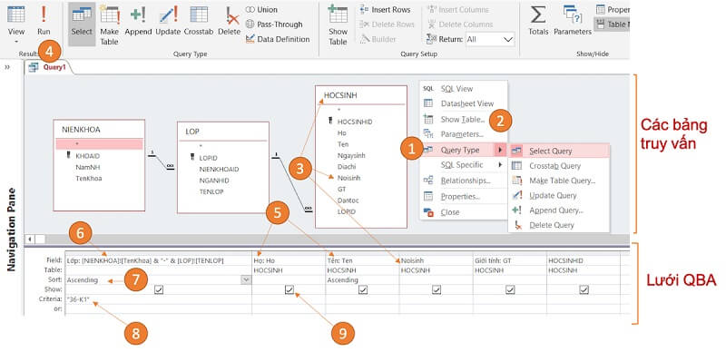 Truy vấn - query trong access