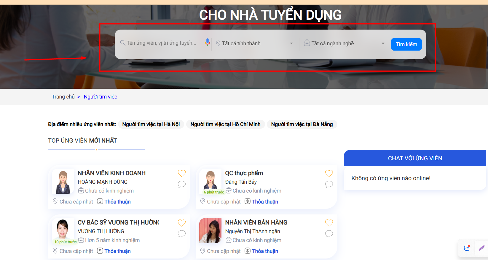  Tìm kiếm ứng viên “chất” với thanh tìm kiếm và bộ lọc thông minh