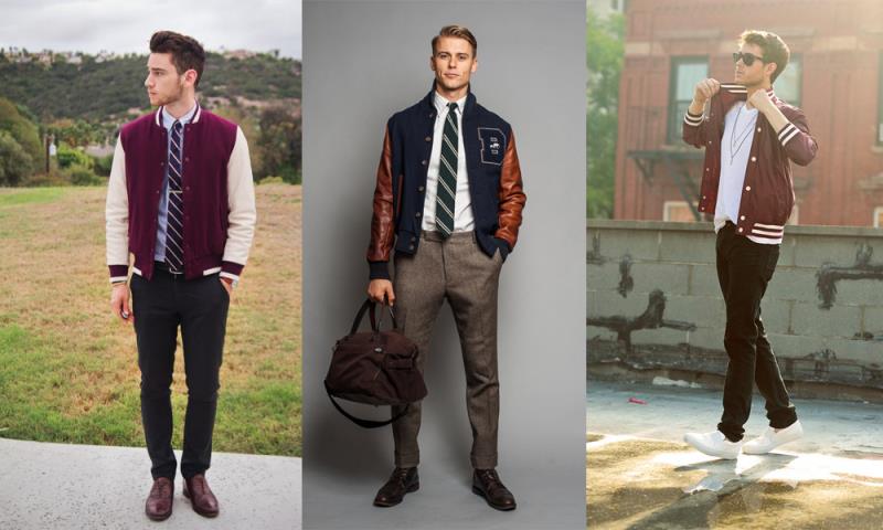 Áo khoác Varsity có màu tay áo tương phản với thân áo