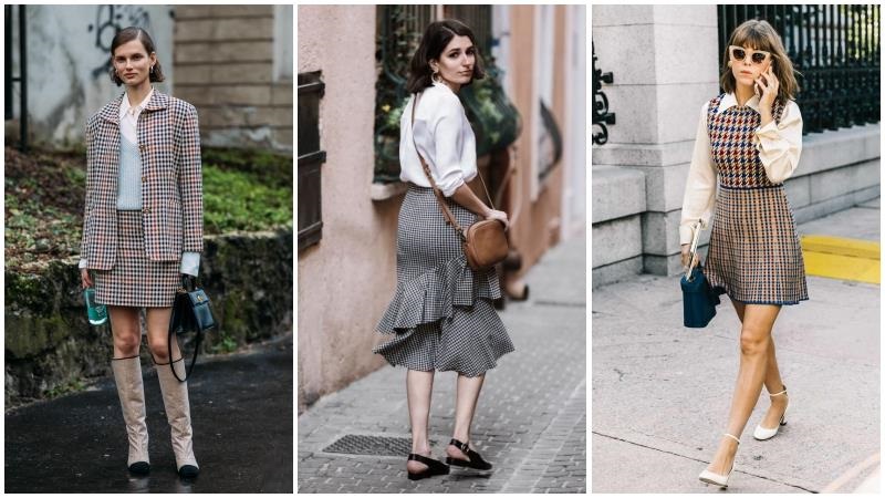 Chân váy kẻ ca rô mang đến phần thanh lịch