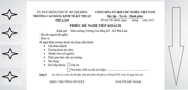 Ghi nội dung gì vào phiếu đề nghị về việc tiếp khách?