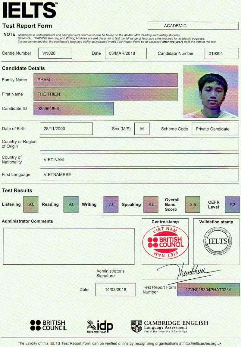 Kết quả thi IELTS Kết quả thi IELTS