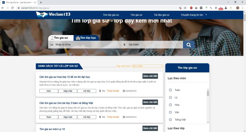 Hướng dẫn đăng tin tìm lớp gia sư miễn phí trên Vieclam123.vn