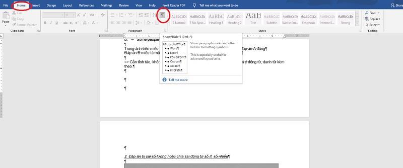 xóa trang trăng trong word bằng Paragraph xóa trang trăng trong word bằng Paragraph