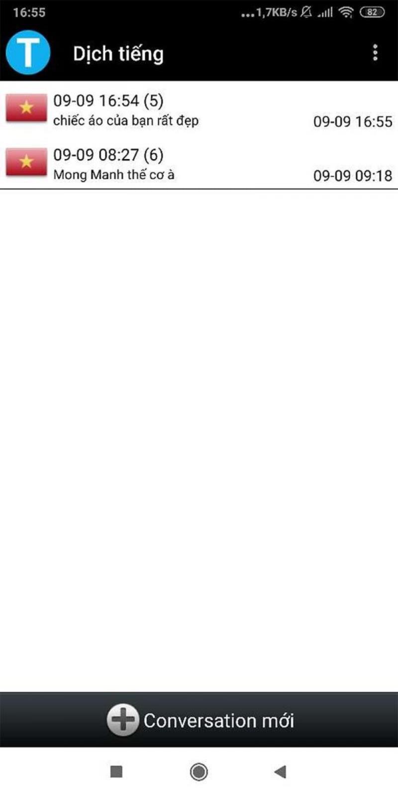 Voice Translator lưu giữ lịch sử dịch thuật của bạn